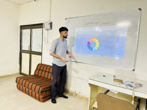 Mr. Suthar elaborating upon the color theory with complimentary colors wheel 